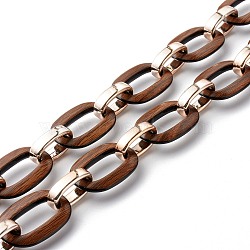 Hnadmade Link Chains, with CCB Plastic Linking Rings and Acrylic Linking Rings, Oval, Coconut Brown, 35x24x4mm and 24.5x15x6mm, 39.37 inch(1m)/strand(AJEW-JB01042)