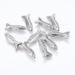 CCB Plastic Beads, Fish, Antique Silver, 29.5x14x6mm, Hole: 2mm(CCB-K003-04AS)