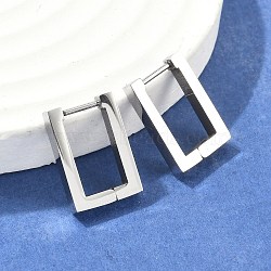 Non-Tarnish 304 Stainless Steel Huggie Hoop Earrings, Angular Hoop Earrings, Rectangle, Stainless Steel Color, 17x12x3mm, Pin: 1mm(STAS-R115-21P)