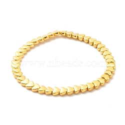 Alloy Heart Beaded Stretch Bracelet for Women, Golden, Inner Diameter: 2-1/4 inch(5.8cm)(BJEW-JB07722-01)