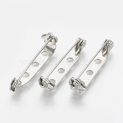 Iron Brooch Findings, Back Bar Pins, Platinum, 33x4.5mm, Hole: 2mm, pin: 0.5mm(IFIN-S700-02B-P)