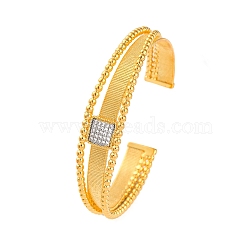 Rack Plating Brass Micro Pave Cubic Zirconia Cuff Bracelets for Women, Long-Lasting Plated, Cadmium Free & Lead Free, Real 18K Gold Plated, 1/2 inch(1.4cm)(BJEW-M040-08G)