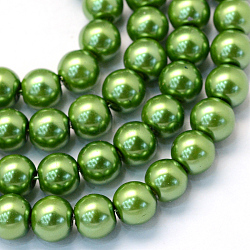 Baking Painted Glass Pearl Bead Strands, Pearlized, Round, Green, 3~4mm, Hole: 0.5mm, about 195pcs/strand, 23.6 inch(X-HY-Q003-3mm-13)
