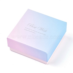 Best Wish Cardboard Bracelet Boxes, with Black Sponge, for Jewelry Gift Packaging, Square, Pink, 7.5x7.5x3.5cm(CBOX-L008-006A-01)
