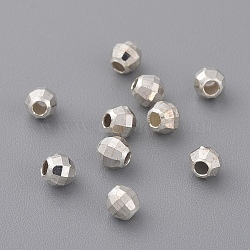 Sterling Silver Spacer Beads, Faceted, Round, Silver, 4mm, Hole: 1mm(X-STER-K171-47S-4mm)