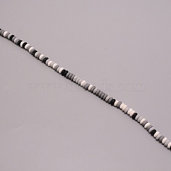 Handmade Polymer Clay Beads, Flat Round, Black, 6~7x3mm, Hole: 1.2mm, about 110pcs/strand, 15.55 inch(39.5cm)(CLAY-TAC0004-01D)