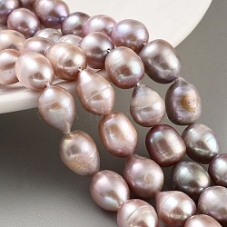 Natural Cultured Freshwater Pearl Beads Strands, Grade 4A+, Rice, Rosy Brown, 10~11mm, Hole: 0.7mm, about 15pcs/strand, 6.69~7.09''(17~18cm)(PEAR-P062-12D)