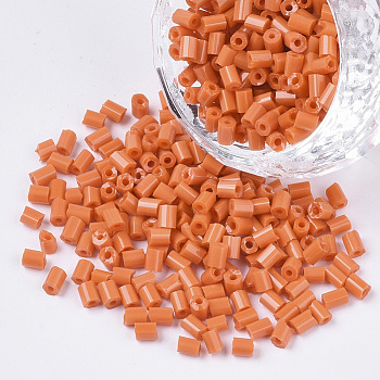 8/0 Two Cut Glass Seed Beads, Hexagon, Opaque Colours, Coral, 2.5~3x2.5mm, Hole: 0.9mm, about 15000pcs/bag