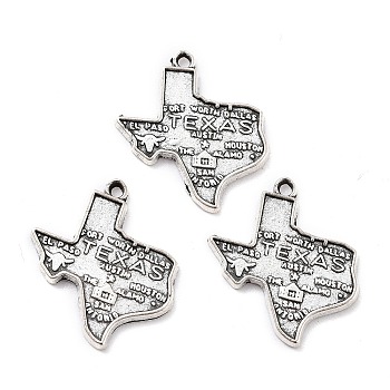 Tibetan Style Pendants, Texas Map, Antique Silver, 23x21x1.5mm, Hole: 1.5mm