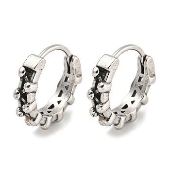 316 Surgical Stainless Steel Hoop Earrings, Ring, Antique Silver, 14.5x3.5mm