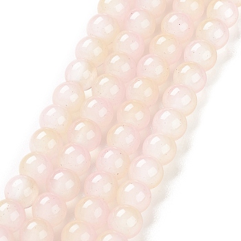 Baking Painted Glass Beads Strands, Imitation Opalite, Round, Pale Goldenrod, 6mm, Hole: 1.2mm, about 134pcs/strand, 30~30.01''(76.2~76.4cm)