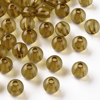 Transparent Acrylic Beads, Round, Goldenrod, 8x7mm, Hole: 2mm