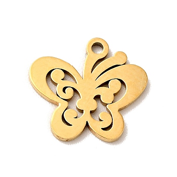 304 Stainless Steel Stamping Blank Tag Pendants, Double Side Polished, Butterfly, Golden, 11x12x1mm, Hole: 1mm