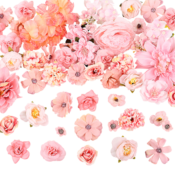3 Bags 3 Styles Cloth Flower, Artificial Flower Heads, for DIY Decorative Wreath Party Birthday Home Decoration, Pink, 12.5~80x22~143x20~105mm