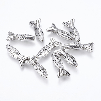 CCB Plastic Beads, Fish, Antique Silver, 29.5x14x6mm, Hole: 2mm