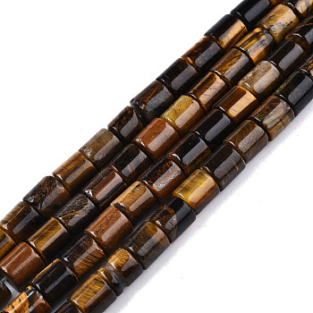 Natural Tiger Eye Beads Strands, Column, 7x6~6.5mm, Hole: 1mm, about 57pcs/strand, 15.35 inch(39cm)
