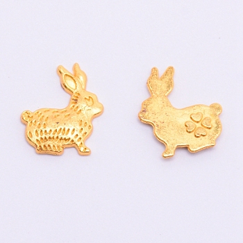 Easter Alloy Cabochons, UV Resin Filling Materilal, Cadmium Free & Lead Free, Rabbit, Golden, 12x10.5x1.5mm