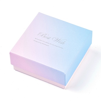 Best Wish Cardboard Bracelet Boxes, with Black Sponge, for Jewelry Gift Packaging, Square, Pink, 7.5x7.5x3.5cm