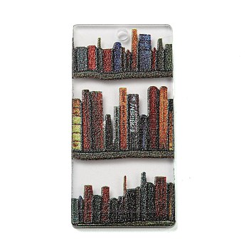 Opaque Acrylic Pendants, Book Charm, Rectangle, 40x19.5x2mm, Hole: 2mm