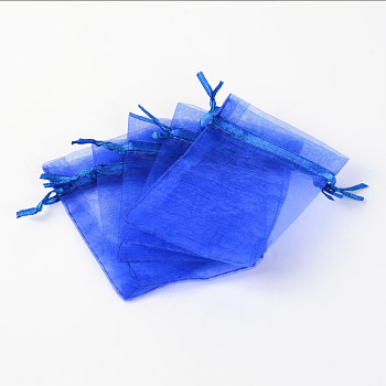 Organza Gift Bags with Drawstring, Jewelry Pouches, Wedding Party Christmas Favor Gift Bags, Blue, 40x30cm
