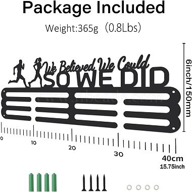 Estante de pared para exhibición con soporte para colgar medallas de hierro con tema deportivo(ODIS-WH0021-490)-2