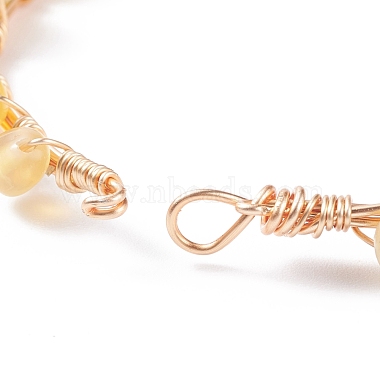Bracelet de perles tressées en opale jaune naturelle(BJEW-JB07997-05)-5