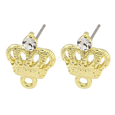 Golden Crown Alloy+Rhinestone Stud Earring Findings