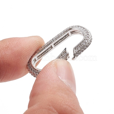 Anneaux de porte à ressort en zircone cubique transparent micro pave en laiton(ZIRC-E164-06P)-3