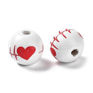 Valentine's Day Theme Printed Wood Beads(WOOD-G017-02D)-2