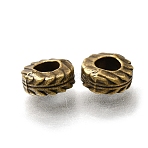 Tibetan Style Alloy European Beads, Large Hole Beads, Flat Round, Antique Bronze, 9x4.5mm, Hole: 4.5mm, about 854pcs/1000g(AL-CBA3B63-17AB)