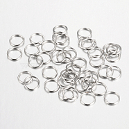 Iron Open Jump Rings, Platinum, 6x0.7mm, 21 Gauge, Inner Diameter: 4.6mm, about 18000pcs/1000g(IFIN-A018-6mm-P)