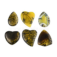Natural Crackle Agate Big Pendants, Dyed, Mixed Shapes, Pale Goldenrod, 53.5~64.5x33.5~41x5.5~6mm, Hole: 2mm(G-S208-02)