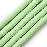 Handmade Polymer Clay Beads Strands, for DIY Jewelry Crafts Supplies, Heishi Beads, Disc/Flat Round, Lime Green, 8x0.5mm, Hole: 2mm, about 350pcs/strand, 15.75''(40cm)(CLAY-R089-8mm-Q080)