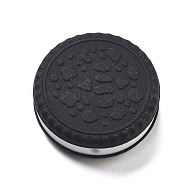 Cookie Food Grade Eco-Friendly Silicone Focal Beads, Chewing Beads For Teethers, DIY Nursing Necklaces Making, Black, 26.5x10mm, Hole: 2mm(SIL-C007-03F)