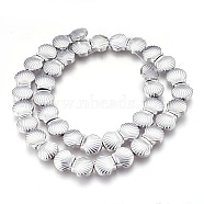 Electroplated Non-magnetic Synthetic Hematite Beads Strands, Polish, Shell, Platinum Plated, 10.5x10x4mm, Hole: 1mm, about 40pcs/strand, 15.55 inch(39.5cm)(G-P392-L03)
