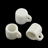 Handmade Porcelain Pendants, Cup, White, 17~18x12.5~13.5x12.5~14mm, Hole: 1.5mm(X-CF500Y-5)