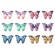 12Pcs 6 Colors Printed Alloy Pendants, Enamel Butterfly Charms, Light Gold, Mixed Color, 15.5x22x2mm, Hole: 1.8mm, 2pcs/color(FIND-FS0001-28)