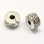 Alloy European Style Clasps, Column, Antique Silver, 10x5.5mm, Hole: 3mm(PDLC-R001-08AS)