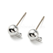 Brass Stud Earring Findings, with 925 Silver Pin, Long-Lasting Plated, Cadmium Free & Lead Free, Silver, 7x5mm, Hole: 1.2mm, Pin: 0.6mm(FIND-R144-13C-S)