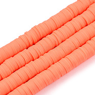 Handmade Polymer Clay Beads Strands, for DIY Jewelry Crafts Supplies, Heishi Beads, Disc/Flat Round, Dark Orange, 6x0.5~1mm, Hole: 1.8mm, about 290~320pcs/strand, 15.75 inch~16.14 inch(40~41cm)(CLAY-R089-6mm-064)