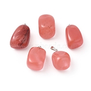 Cherry Quartz Glass Pendants, with Platinum Tone Brass Findings, Nuggets, 23~30x13~22x12~20mm, Hole: 5x3mm(G-K302-B07)