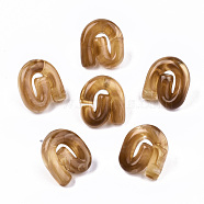 Transparent Resin Stud Earrings, Imitation Gemstone Style, with Stainless Steel Pins, Vortex, Saddle Brown, 19.5x17mm, Pin: 0.7mm(EJEW-T012-01-B02)