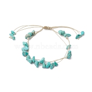 Synthetic Turquoise Braided Bead Bracelets, Multi-strand Bracelet with Waxed Polyester Cords, Turquoise, Inner Diameter: 2-1/8~3-3/8 inch(5.5~8.5cm)(BJEW-JB10388)