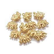 Vintage Elephant Charms, Tibetan Style Alloy Charms, Cadmium Free & Nickel Free & Lead Free, Golden, 12x14x2.5mm, Hole: 1mm(X-PALLOY-ZN-47017-G-FF)