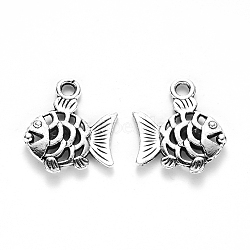 Tibetan Style Alloy Pendants, Fish, Lead Free, Antique Silver, 17x15.5x2.5mm, Hole: 2mm, about 607pcs/626g(TIBE-S321-006AS-LF)