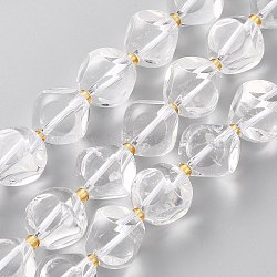 Natural Quartz Crystal Beads Strands, Rock Crystal Beads, with Seed Beads, Six Sided Celestial Dice, Faceted, 12~12.5x12~12.5mm, Hole: 1mm, about 28pcs/strand, 15.75 inch(40cm)(G-A030-B36-12mm-B)