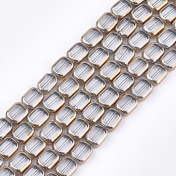 Electroplate Glass Beads Strands, Edge Plated, Rectangle, Clear, 9.5~10x7.5~8x4mm, Hole: 1mm, about 30pcs/strand, 11.4 inch(X-EGLA-S188-10G)