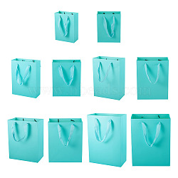 10Pcs 5 Sizes Kraft Paper Gift Shopping Bags Set, with Handle, Rectangle, Turquoise, 12~18x5.7~10x16~28cm, 2pcs/size(ABAG-TA0002-23C)