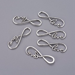 Tibetan Style Alloy Links connectors, Infinity with Word Love, Cadmium Free & Lead Free, Antique Silver, 37.5x12x3mm, Hole: 11.5x5.5mm, about 740pcs/1000g(TIBE-Q066-16AS-RS)