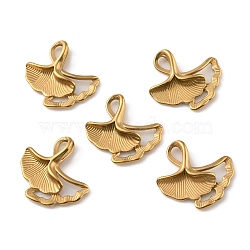 304 Stainless Steel Pendants, Ginkgo Leaf Charm, Golden, 16x16.5x3.5mm, Hole: 5x2mm(STAS-A082-01G)